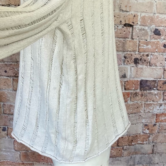 Knit Ribbed Sweater Drop Shoulder Off-WhiteSz Medium - Picture 9 of 10